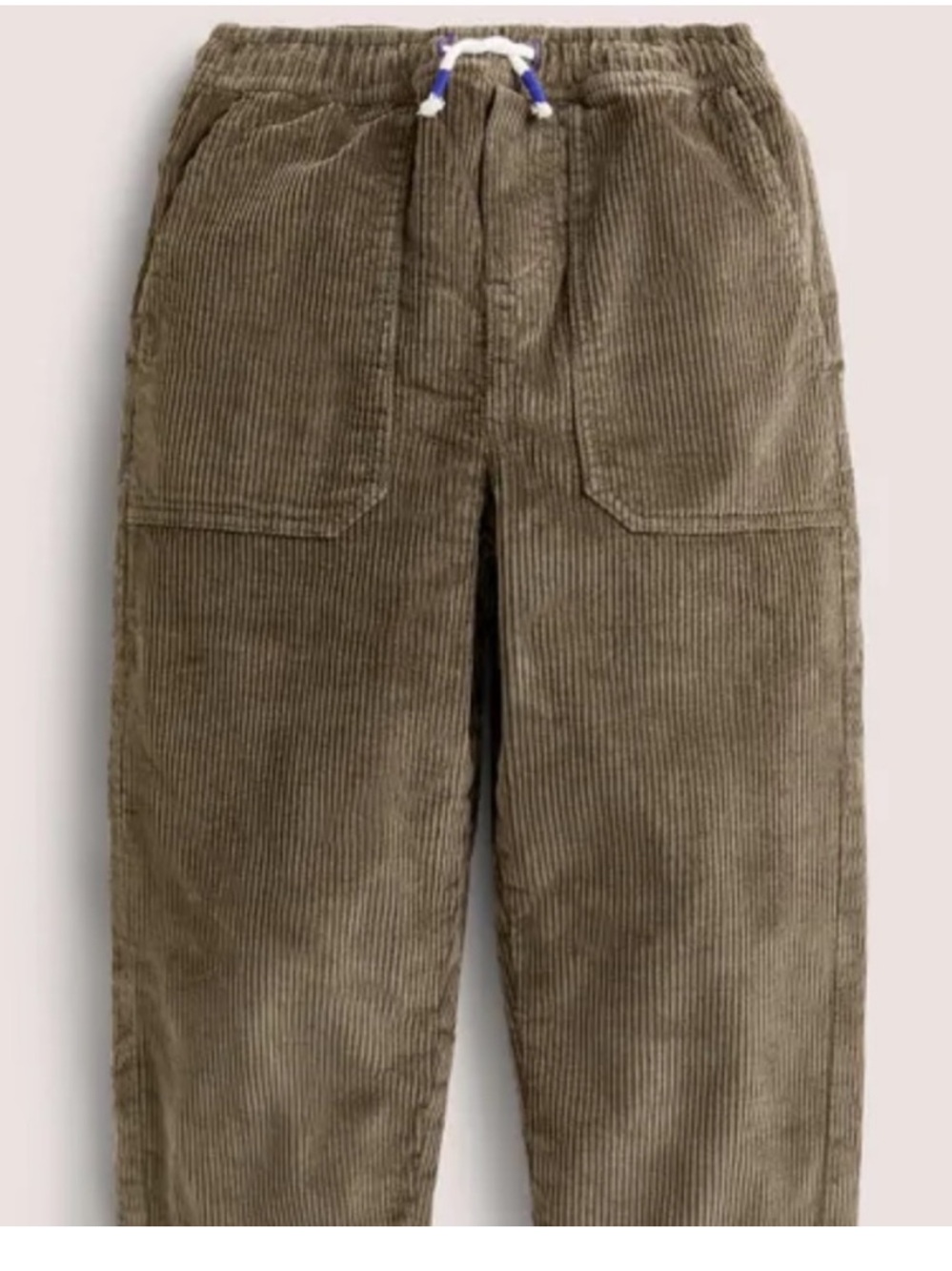 Mini Boden Lined Corduroy Pants Olive Green with Gray Lining
